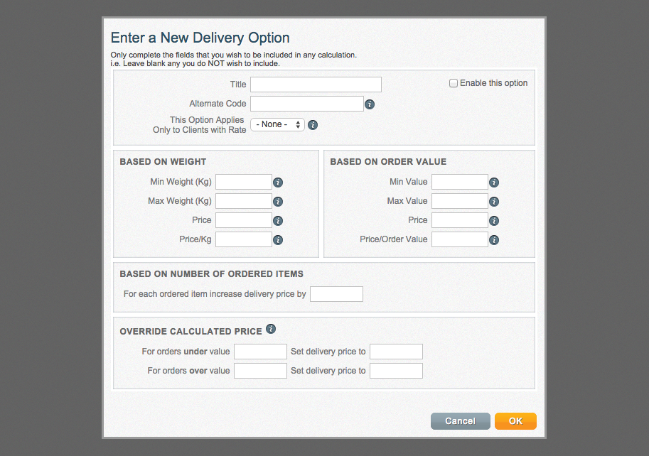 Setting Up Delivery Options